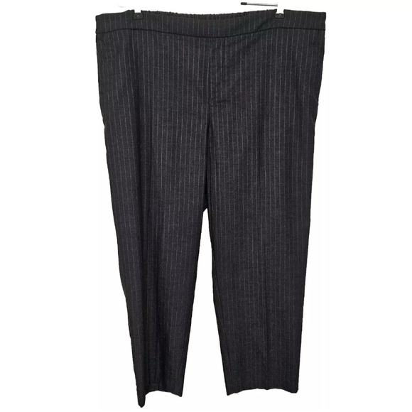 Old Navy Size 18 Gray Pinstripe Dress Slacks Pants Elastic Waist Pockets - Picture 3 of 6